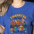 Thankful For My Preschool Turkeys Thanksgiving Teacher Fall Women's Heather T-Shirt Heather True Royal
