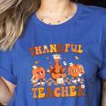 Thankful Teacher Retro Groovy Thanksgiving Fall Women Men Women's Heather T-Shirt Heather True Royal Thankful Teacher Retro Groovy Thanksgiving Fall Women Men Women's Heather T-Shirt Heather True Royal