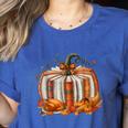 Thanksgiving Book Pumpkin Reading Teachers Fall Lovers Boys Women's Heather T-Shirt Heather True Royal