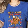Thanksgiving Grammar Thankful English Teacher Fall Turkey Women's Heather T-Shirt Heather True Royal