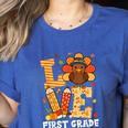 Thanksgiving Love First Grade Teacher Turkey Autumn Fall For Men Women Girls Kids Women's Heather T-Shirt Heather True Royal Thanksgiving Love First Grade Teacher Turkey Autumn Fall For Men Women Girls Kids Women's Heather T-Shirt Heather True Royal