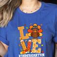 Thanksgiving Love Kindergarten Teacher Turkey Autumn Fall Women's Heather T-Shirt Heather True Royal