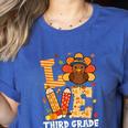Thanksgiving Love Third Grade Teacher Turkey Autumn Fall Men Women Girls Kids Women's Heather T-Shirt Heather True Royal