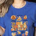 Thanksgiving One Thankful Art Teacher Fall Groovy Men Women Women's Heather T-Shirt Heather True Royal