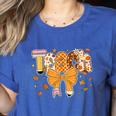 Thanksgiving Teacher Pencil Bow One Thankful Teacher Fall Women's Heather T-Shirt Heather True Royal