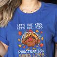 Thanksgiving Teacher Turkey Lets Eat Kids Punctuation Women's Heather T-Shirt Heather True Royal Thanksgiving Teacher Turkey Lets Eat Kids Punctuation Women's Heather T-Shirt Heather True Royal