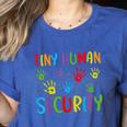 Tiny Human Security Preschool Childcare Teacher Babysitters Women's Heather T-Shirt Heather True Royal Tiny Human Security Preschool Childcare Teacher Babysitters Women's Heather T-Shirt Heather True Royal