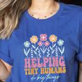 Tiny People Help Do Big Things Nursery Teacher Women's Heather T-Shirt Heather True Royal Tiny People Help Do Big Things Nursery Teacher Women's Heather T-Shirt Heather True Royal