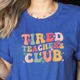 Tired Teachers Club Groovy Teachers Back To School Tee Women's Heather T-Shirt Heather True Royal Tired Teachers Club Groovy Teachers Back To School Tee Women's Heather T-Shirt Heather True Royal