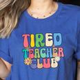 Tired Teachers Club Groovy Teachers Back To School Women's Heather T-Shirt Heather True Royal Tired Teachers Club Groovy Teachers Back To School Women's Heather T-Shirt Heather True Royal