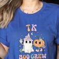 TK Boo Crew Retro Groovy Halloween Floral Ghost TK Teacher Men Women Kids Women's Heather T-Shirt Heather True Royal