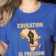 History Education Is Freedom African Map Black Teacher Women's Heather T-Shirt Heather True Royal