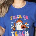 Trick Or Teach Ghost Teacher School Halloween Men Women Women's Heather T-Shirt Heather True Royal