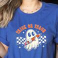Trick Or Teach Groovy Retro Ghost Halloween Teacher Kids Women's Heather T-Shirt Heather True Royal Trick Or Teach Groovy Retro Ghost Halloween Teacher Kids Women's Heather T-Shirt Heather True Royal