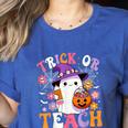 Trick Or Teach Groovy Teacher Ghost Halloween Teacher Women's Heather T-Shirt Heather True Royal Trick Or Teach Groovy Teacher Ghost Halloween Teacher Women's Heather T-Shirt Heather True Royal