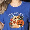 Trick Or Teach Retro Halloween Teacher Women Men Costume Women's Heather T-Shirt Heather True Royal Trick Or Teach Retro Halloween Teacher Women Men Costume Women's Heather T-Shirt Heather True Royal