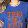 Trig Or Treat Trigonometry Math Teacher Halloween Women's Heather T-Shirt Heather True Royal Trig Or Treat Trigonometry Math Teacher Halloween Women's Heather T-Shirt Heather True Royal