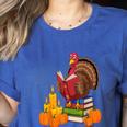 Turkey Reading Books Fall Thanksgiving Teacher Book Women's Heather T-Shirt Heather True Royal Turkey Reading Books Fall Thanksgiving Teacher Book Women's Heather T-Shirt Heather True Royal