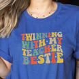 Twin Day Friends Teacher Twinning With My Bestie Matching Women's Heather T-Shirt Heather True Royal Twin Day Friends Teacher Twinning With My Bestie Matching Women's Heather T-Shirt Heather True Royal
