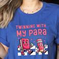 Twinning With My Para Teacher Matching Paraprofessional 70s For Men Women Women's Heather T-Shirt Heather True Royal