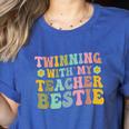 Twinning With My Teacher Bestie Twin Day Matching Teachers For Men Women Girls Kids Women's Heather T-Shirt Heather True Royal Twinning With My Teacher Bestie Twin Day Matching Teachers For Men Women Girls Kids Women's Heather T-Shirt Heather True Royal
