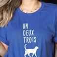 Un Deux Trois Cat Shirt French Teacher Women's Heather T-Shirt Heather True Royal Un Deux Trois Cat Shirt French Teacher Women's Heather T-Shirt Heather True Royal
