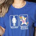 Unicorn History Teacher T-Shirt History Teacher Women's Heather T-Shirt Heather True Royal