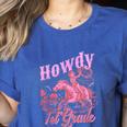 Vintage Howdy First Grade Cowgirl Teacher Western School Women's Heather T-Shirt Heather True Royal