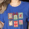 Vintage Preppy Very Merry Teacher Santa Stamps Christmas Women's Heather T-Shirt Heather True Royal Vintage Preppy Very Merry Teacher Santa Stamps Christmas Women's Heather T-Shirt Heather True Royal