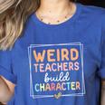 Weird Teachers Build Character Leopard Retro Teacher Women's Heather T-Shirt Heather True Royal