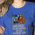 Weird Teachers Build Character Van Bigfoot Art Women's Heather T-Shirt Heather True Royal Weird Teachers Build Character Van Bigfoot Art Women's Heather T-Shirt Heather True Royal