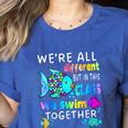 We'Re All Different But We Swim Together Elementary Teacher Women's Heather T-Shirt Heather True Royal We'Re All Different But We Swim Together Elementary Teacher Women's Heather T-Shirt Heather True Royal