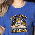Wild About Reading Tiger For Teachers & Students Women's Heather T-Shirt Heather True Royal Wild About Reading Tiger For Teachers & Students Women's Heather T-Shirt Heather True Royal