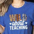Wild About Teaching Teacher Teaching Back To School Women's Heather T-Shirt Heather True Royal