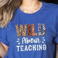 Wild About Teaching Teacher Lover Animals Leopard Zebra Women's Heather T-Shirt Heather True Royal