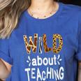 Wild About Teaching Teacher Student First Day Of School Women's Heather T-Shirt Heather True Royal
