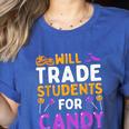 Will Trade Students For Candy Cute Halloween Costume Teacher For Men Women Kids Women's Heather T-Shirt Heather True Royal