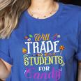 Will Trade Students For Candy Teacher Cute Halloween Costume Women's Heather T-Shirt Heather True Royal