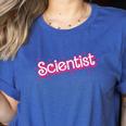 Women Retro Pink Scientist Science Teacher Back To School Women's Heather T-Shirt Heather True Royal