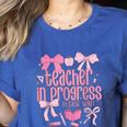Women Teacher In Progress Coquette Pink Bow Future Teacher Women's Heather T-Shirt Heather True Royal Women Teacher In Progress Coquette Pink Bow Future Teacher Women's Heather T-Shirt Heather True Royal