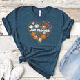 Art Teacher Heart Autumn Thanksgiving Kids Women's Heather T-Shirt Heather Deep Teal Art Teacher Heart Autumn Thanksgiving Kids Women's Heather T-Shirt Heather Deep Teal