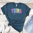 Back To School Neon Checkered Third Grade Colorful Teacher Women's Heather T-Shirt Heather Deep Teal