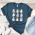 Cute Ghost Reading Books Teacher Halloween Reading Men Women Kids Women's Heather T-Shirt Heather Deep Teal