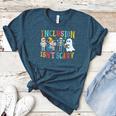 Cute Inclusion Isn't Scary Teacher Skeleton Ghost Halloween Women's Heather T-Shirt Heather Deep Teal