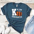 Fall Kindergarten Teacher K Is For Buffalo Plaid Pumpkin Women's Heather T-Shirt Heather Deep Teal Fall Kindergarten Teacher K Is For Buffalo Plaid Pumpkin Women's Heather T-Shirt Heather Deep Teal