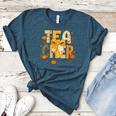 Fall Teacher Pumpkin Coquette Bow Autumn Classroom Women's Heather T-Shirt Heather Deep Teal
