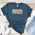 Groovy School Counselor Back To School Teacher Counseling Women's Heather T-Shirt Heather Deep Teal