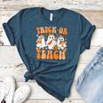 Groovy Teacher Halloween Trick Or Teach Ghost Men Women Kids Women's Heather T-Shirt Heather Deep Teal