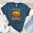 Halloween Teacher Librarian Pumpkin Reading Books Men Women Kids Women's Heather T-Shirt Heather Deep Teal