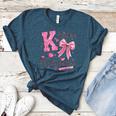 K Is For Kindergarten Teacher Coquette Bow Back To School Women's Heather T-Shirt Heather Deep Teal
